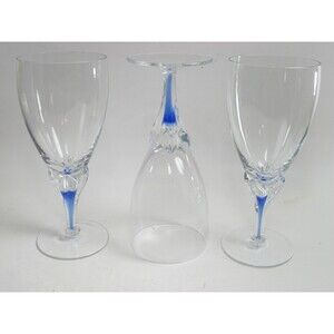 Studio Nova Crystal Large Iced Tea 8" Goblets Blue Core Bundle of 3